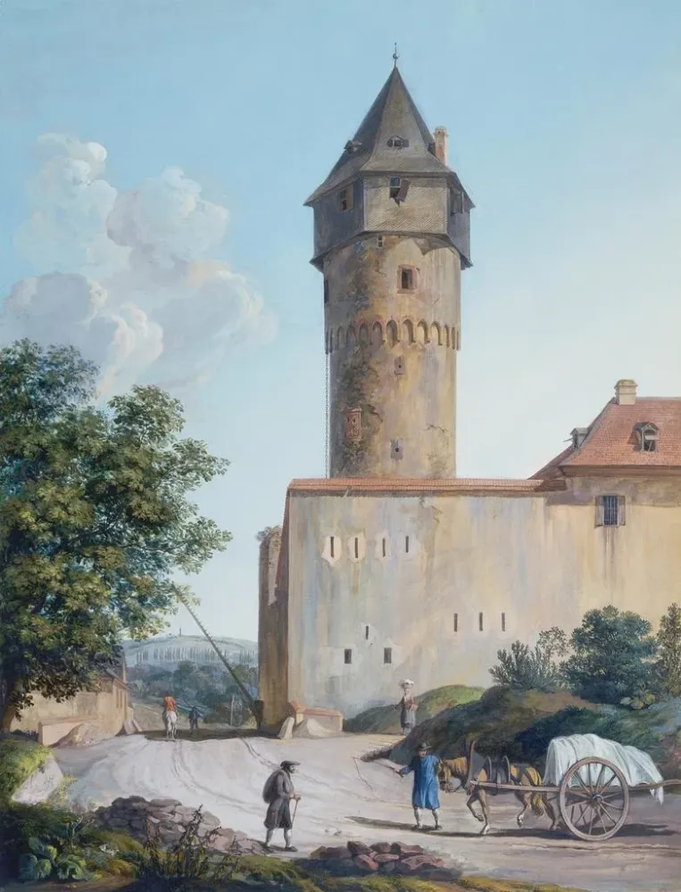 Maalaus Le Sachsenhäuser Warte à Francfort-sur-le-Main - Anton Radl | Taidetuloste