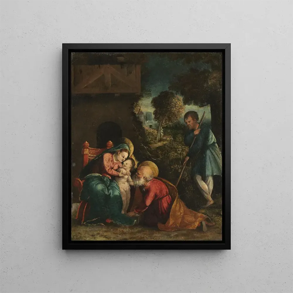 Maalaus Sainte Famille avec un berger - Battista Dossi | Taidetuloste