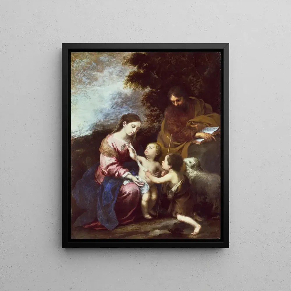Maalaus La Sainte Famille avec l'enfant Baptiste - Bartolomé Esteban Murillo | Taidetuloste