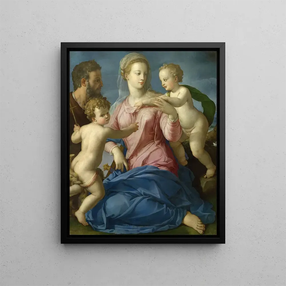 Maalaus La Sainte Famille avec l'enfant saint Jean-Baptiste - Agnolo Bronzino | Taidetuloste