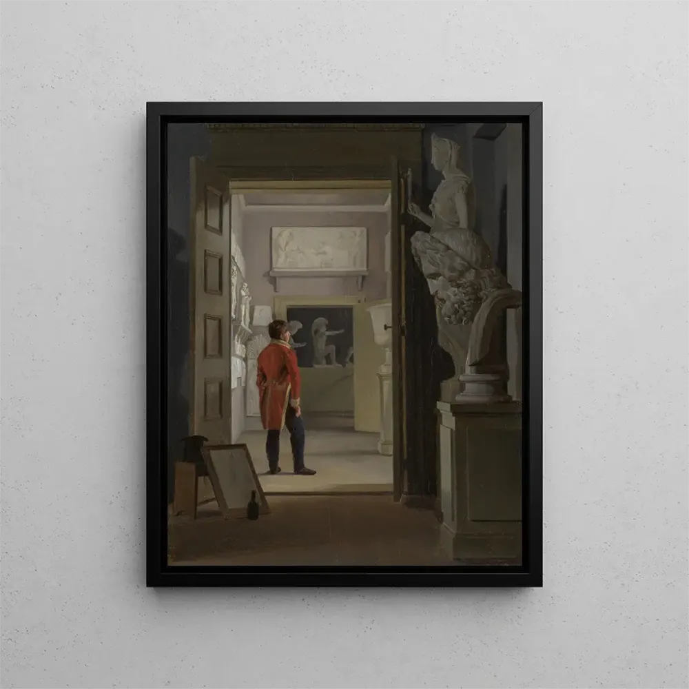 Maalaus La Salle des Antiquités au Palais de Charlottenborg à Copenhague - Adam August Müller | Taidetuloste