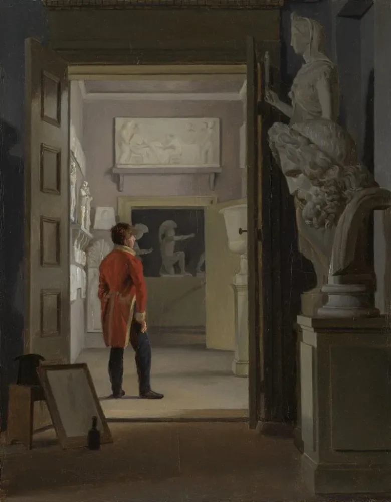 Maalaus La Salle des Antiquités au Palais de Charlottenborg à Copenhague - Adam August Müller | Taidetuloste