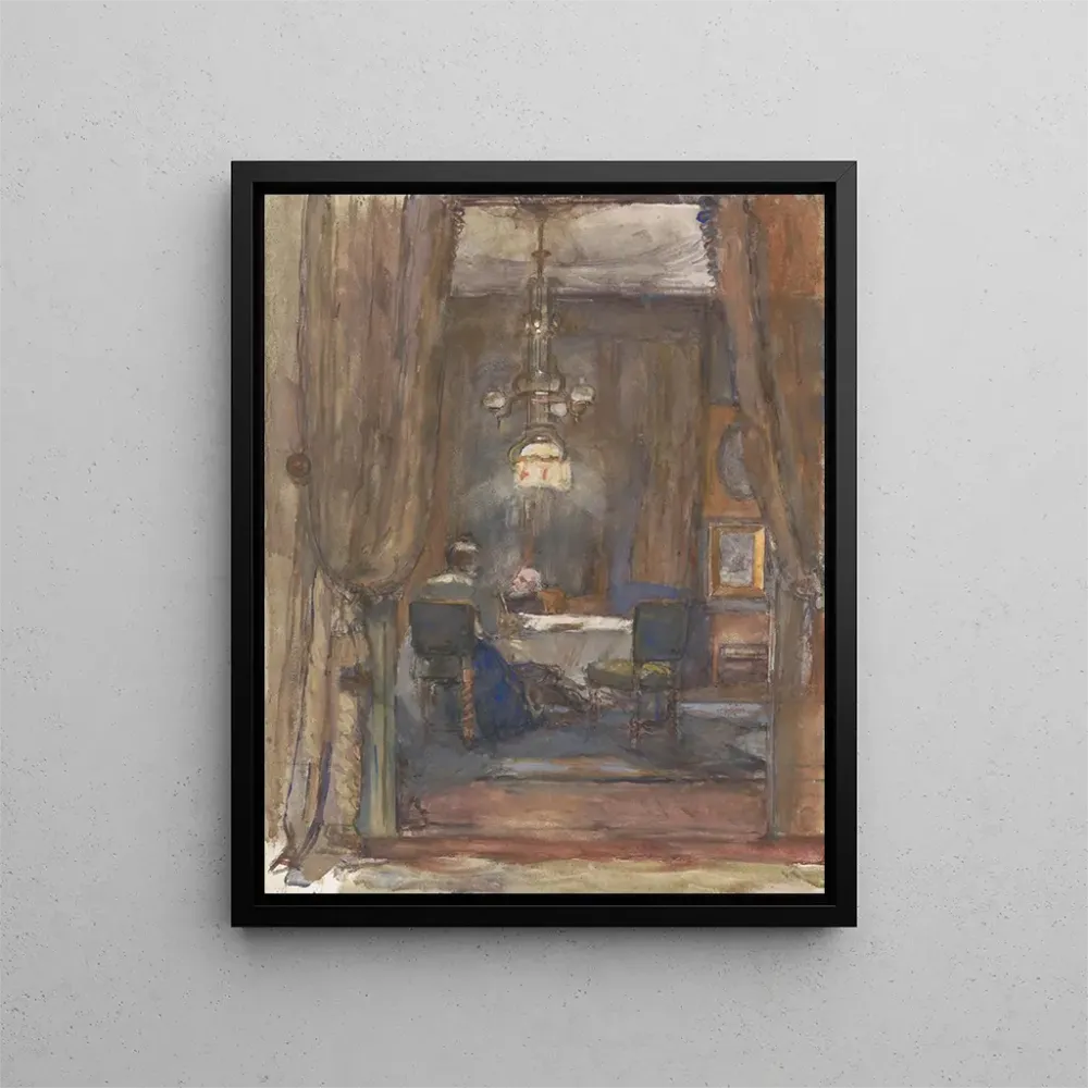 Maalaus Le salon de la Riouwstraat à La Haye la nuit - Barbara Elisabeth van Houten | Taidetuloste