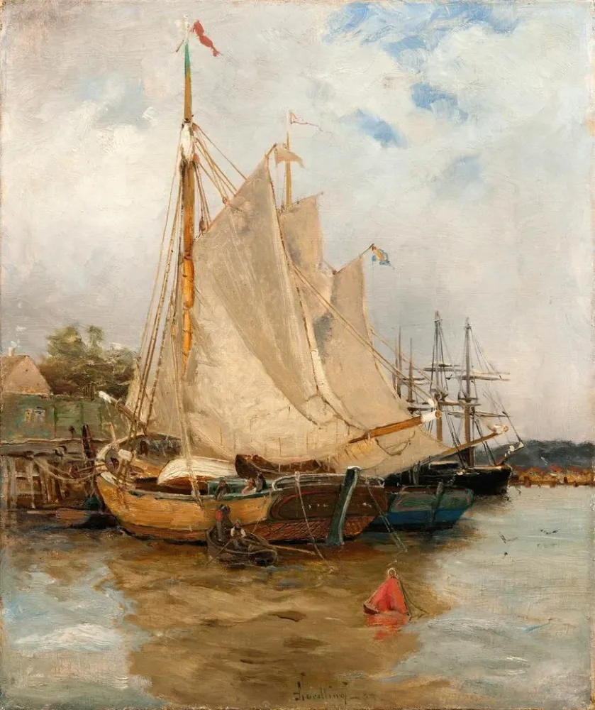Maalaus Satamassa - Adolf Fredrik Nordling | Taidetuloste