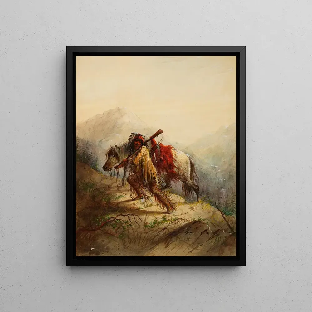 Maalaus Le Scalp-Lock - Alfred Jacob Miller | Taidetuloste