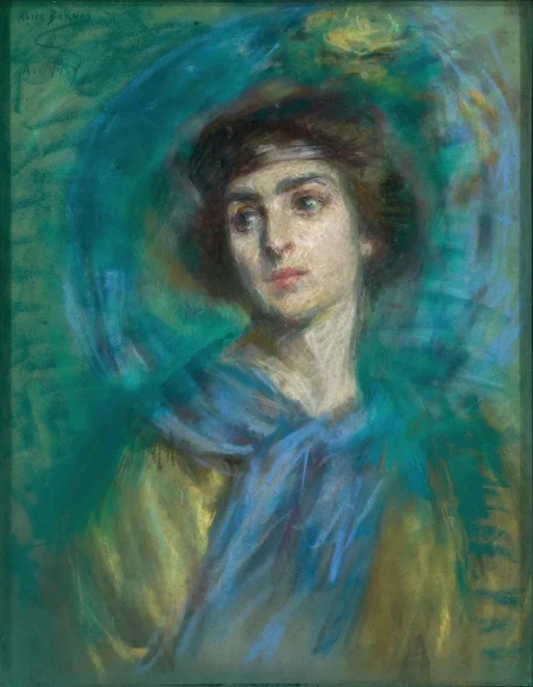 Maalaus L sininen huivi - Alice Pike Barney