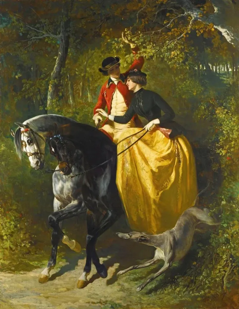 Maalaus L:n sisäänkäynti puussa - Alfred de Dreux | Taidetuloste