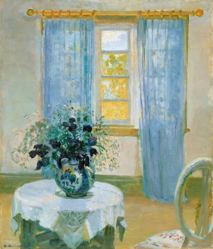 Maalaus Sisätilasta clematis - Anna Ancher | Taidetuloste