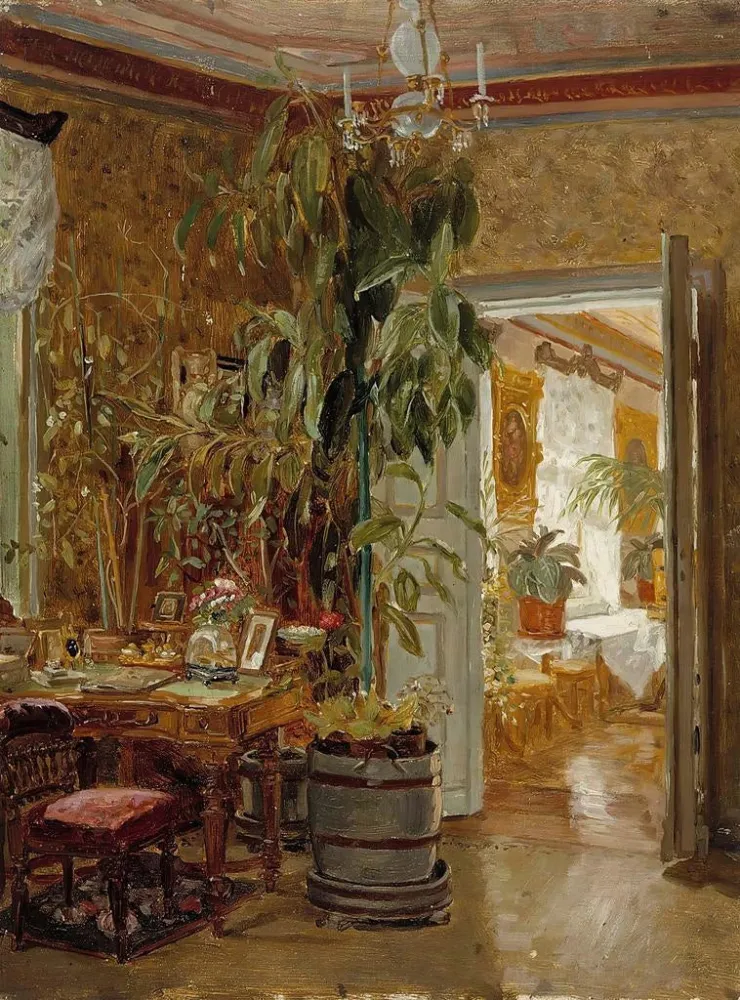 Maalaus Sisätilasta Hallonblads Hympl Manor - Adolf von Becker | Taidetuloste