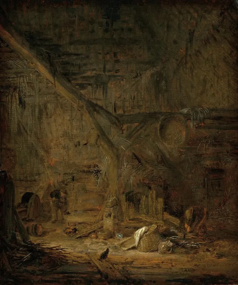 Maalaus sisätilasta lato - Adriaen van Ostade | Taidetuloste