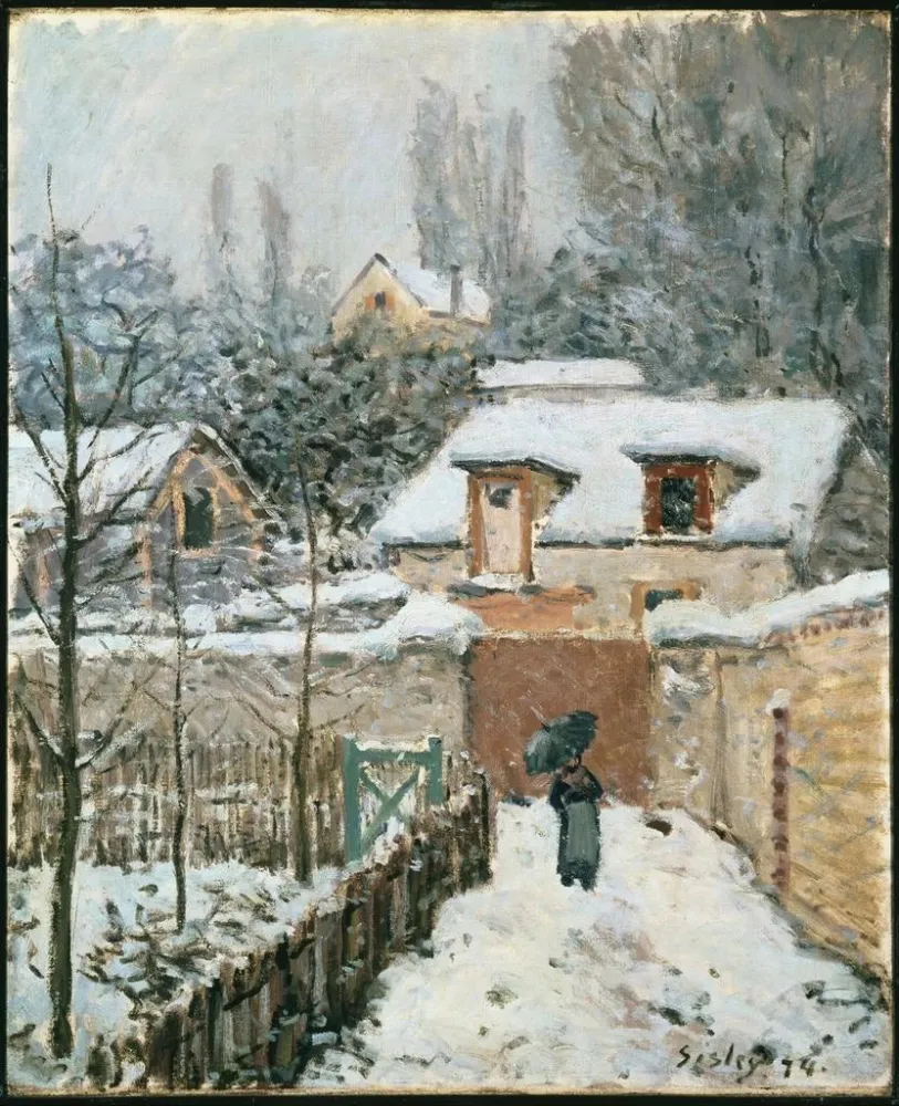Maalaus Snow at Louveciennes - Alfred Sisley | Taidetuloste
