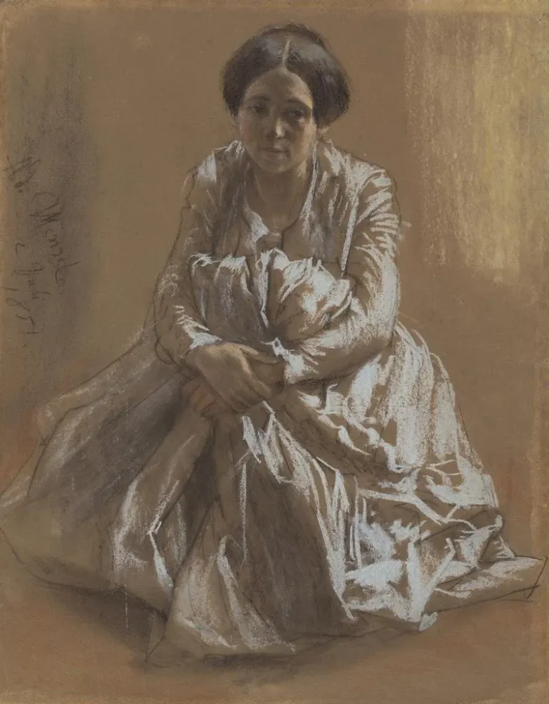 Maalaus La sœur des artistes Emilie - Adolph von Menzel | Taidetuloste