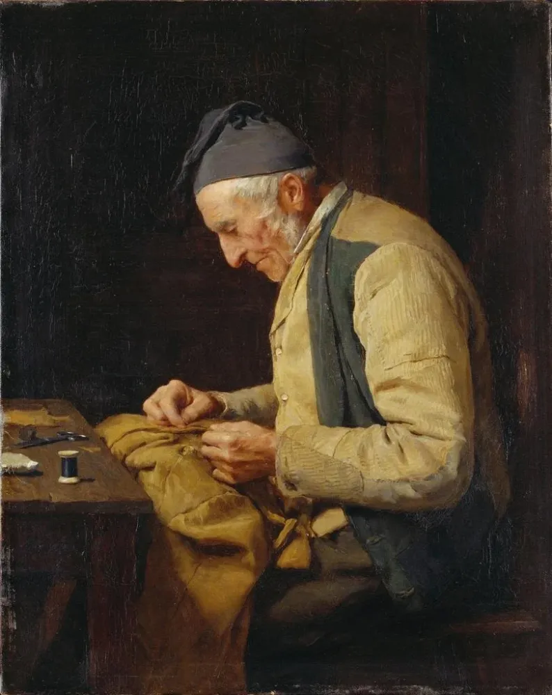 Maalaus Le Tailleur du village - Albert Anker | Taidetuloste