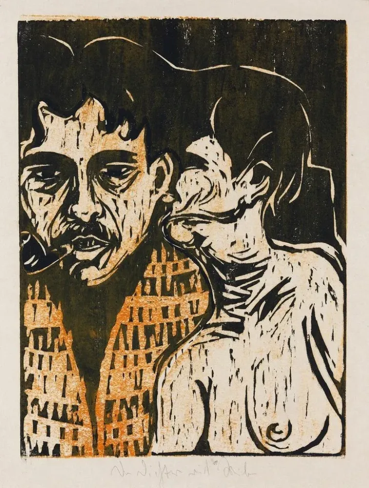 Maalaus Taiteilija ja malli runoilija ja nainen - Ernst Ludwig Kirchner | Taidetuloste