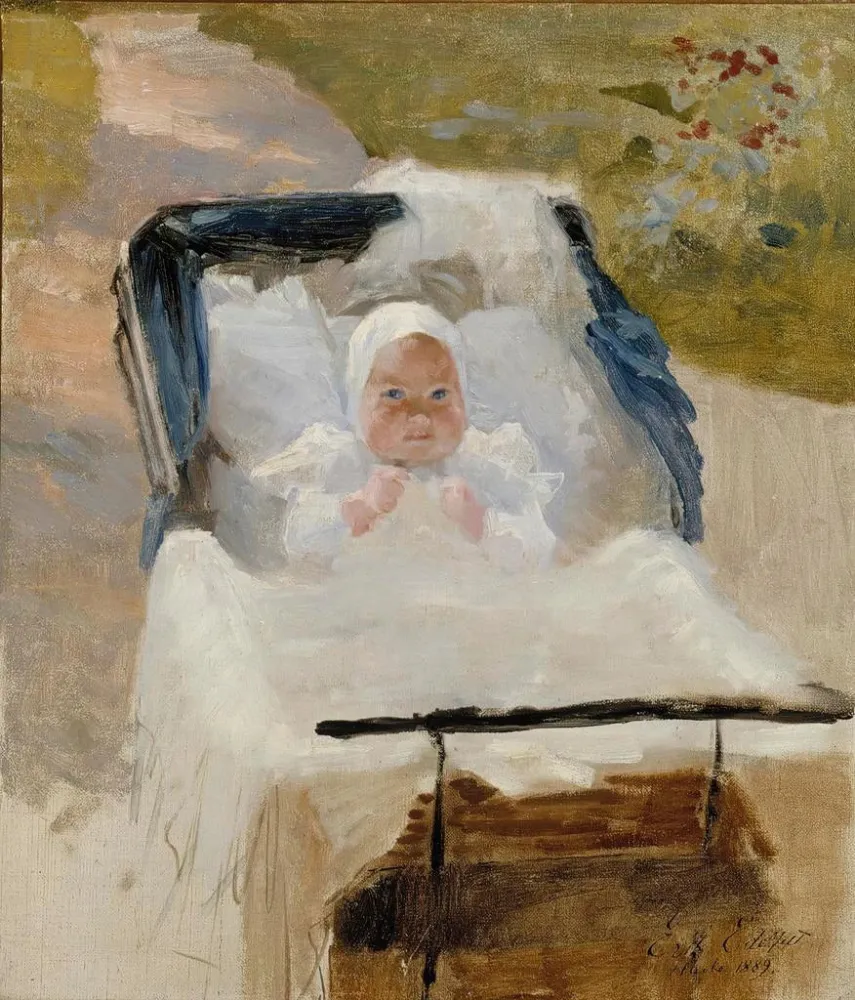 Maalaus Taiteilijan poika Erik, rattaissa - Albert Edelfelt | Taidetuloste