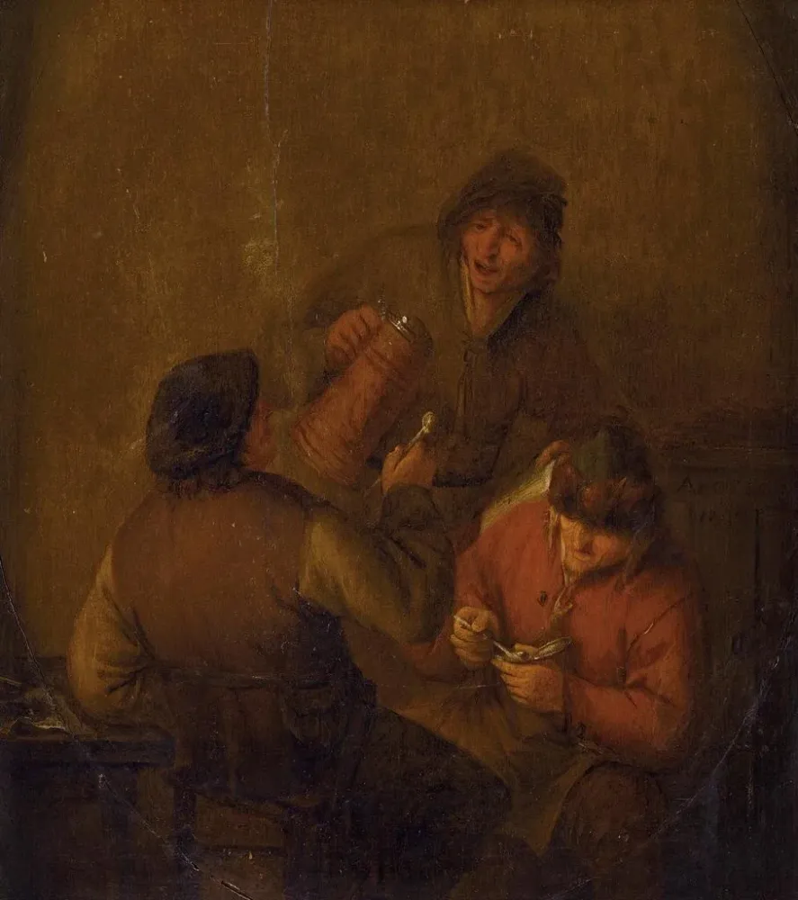 Maalaus Taverna-tilanteesta - Adriaen van Ostade | Taidetuloste