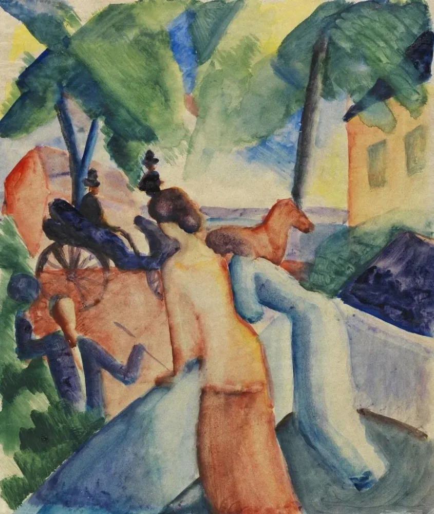 Maalaus Tervetuloa Thun-järvelle - August Macke
