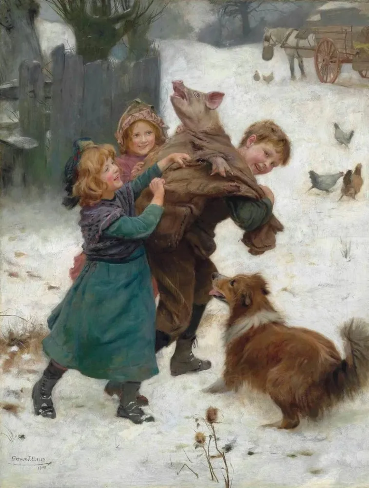 Maalaus Tiens-toi bien - Arthur John Elsley | Taidetuloste