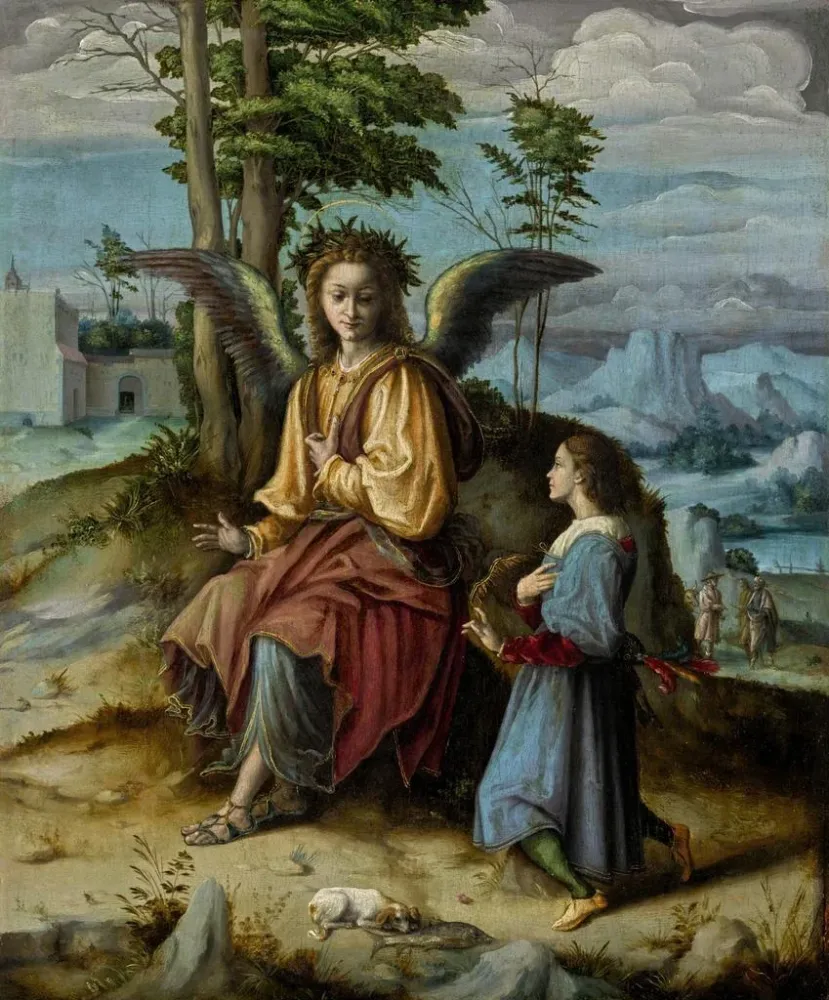 Maalaus Tobias ja enkelin - Bacchiacca | Taidetuloste