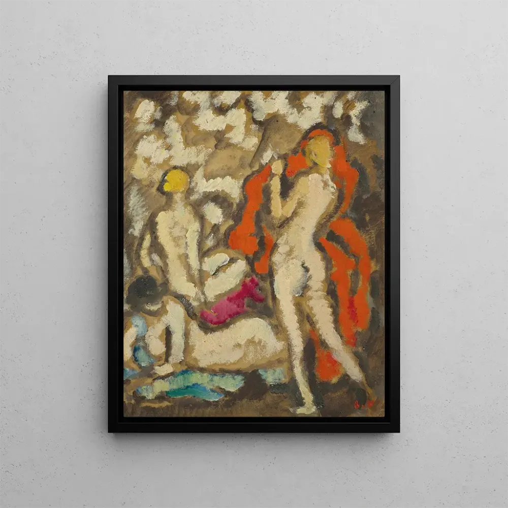 Maalaus Trois jeunes femmes nues à la draperie rouge - Louis Valtat | Taidetuloste