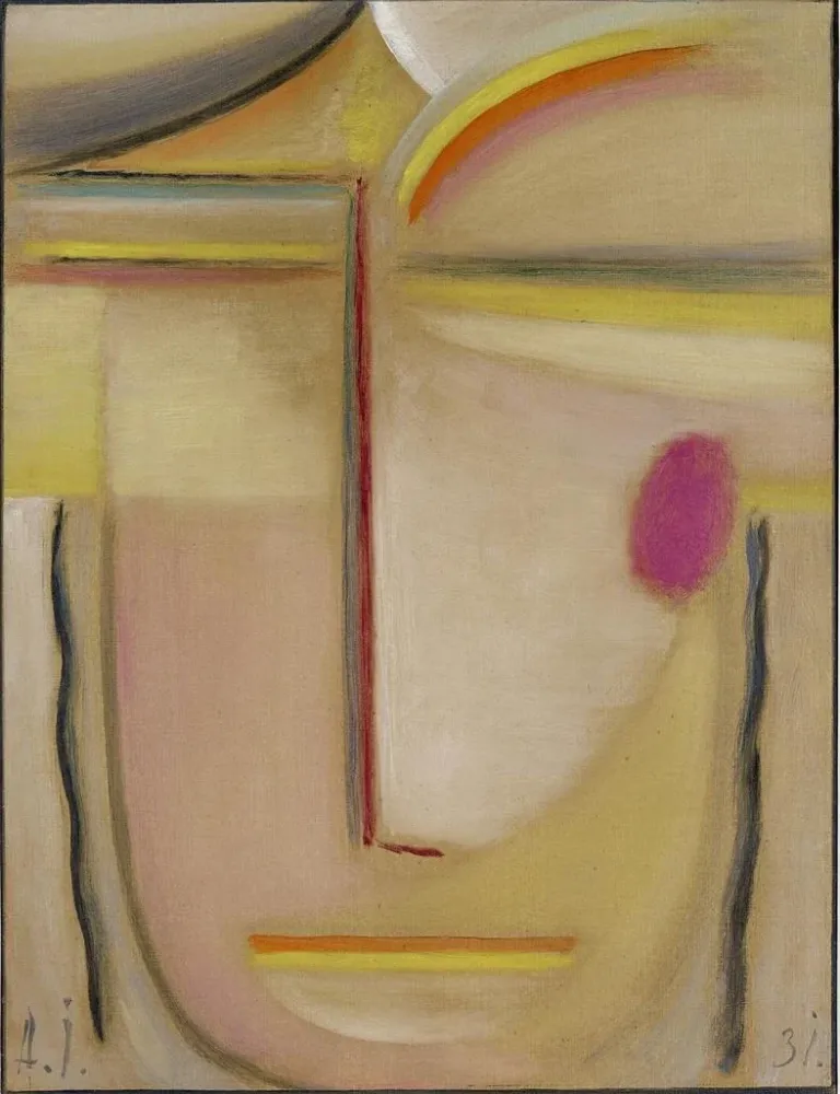 Maalaus Tête abstrakte kulta ja vaaleanpunainen - Alexej von Jawlensky | Taidetuloste