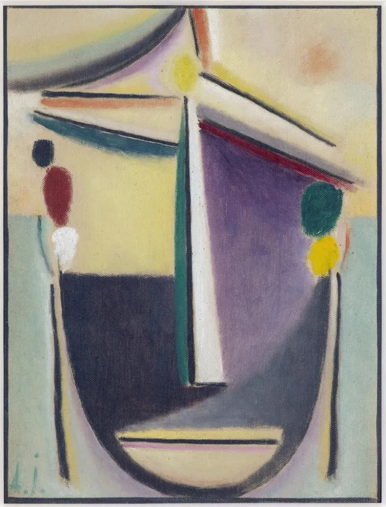 Maalaus Tête abstrakteja Noir Jaune Violet - Alexej von Jawlensky | Taidetuloste