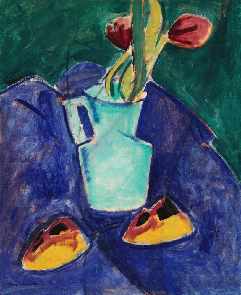 Maalaus Tulipes dans un vase vert - Alfred Henry Maurer | Taidetuloste