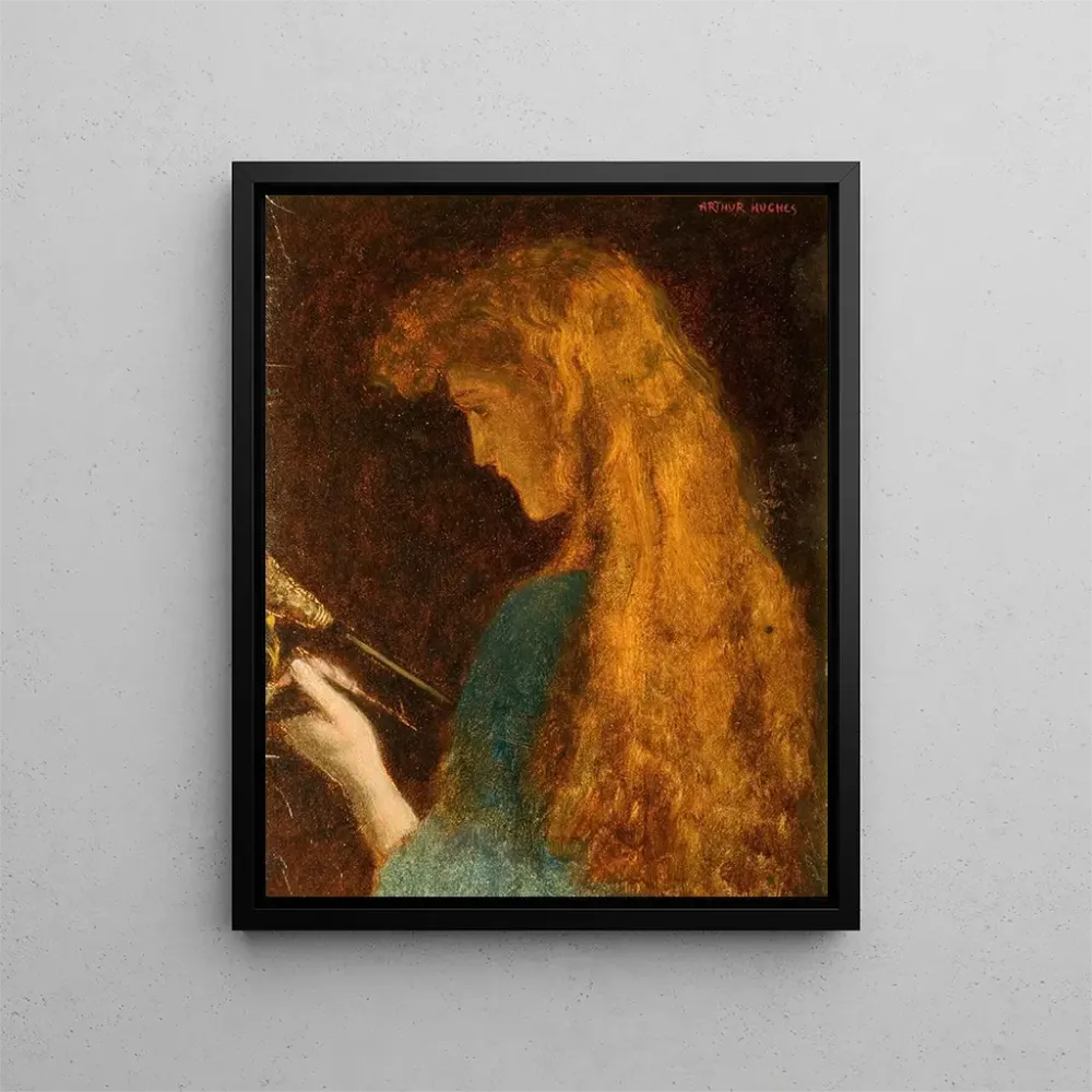 Maalaus Tutkimus tytön päästä - Arthur Hughes | Taidetuloste