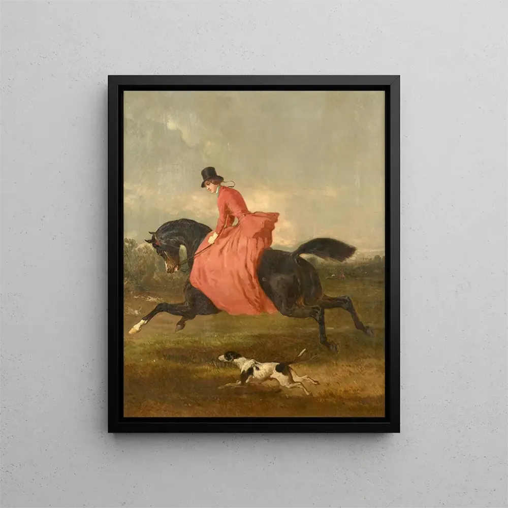 Maalaus Une amazone à la robe rouge dans un paysage - Alfred de Dreux | Taidetuloste