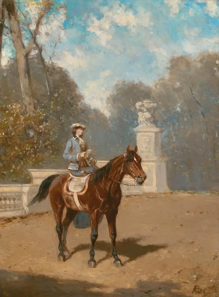 Maalaus Une dame à cheval - Alexander von Bensa | Taidetuloste