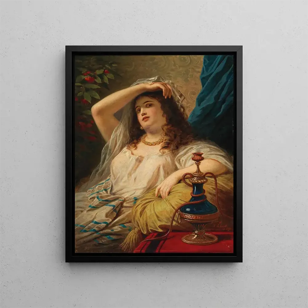 Maalaus Une odalisque avec une pipe à eau - Anton Ebert | Taidetuloste