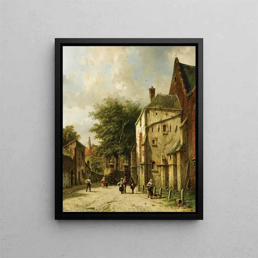 Maalaus Une scène de rue dans une ville néerlandaise - Adrianus Eversen | Taidetuloste