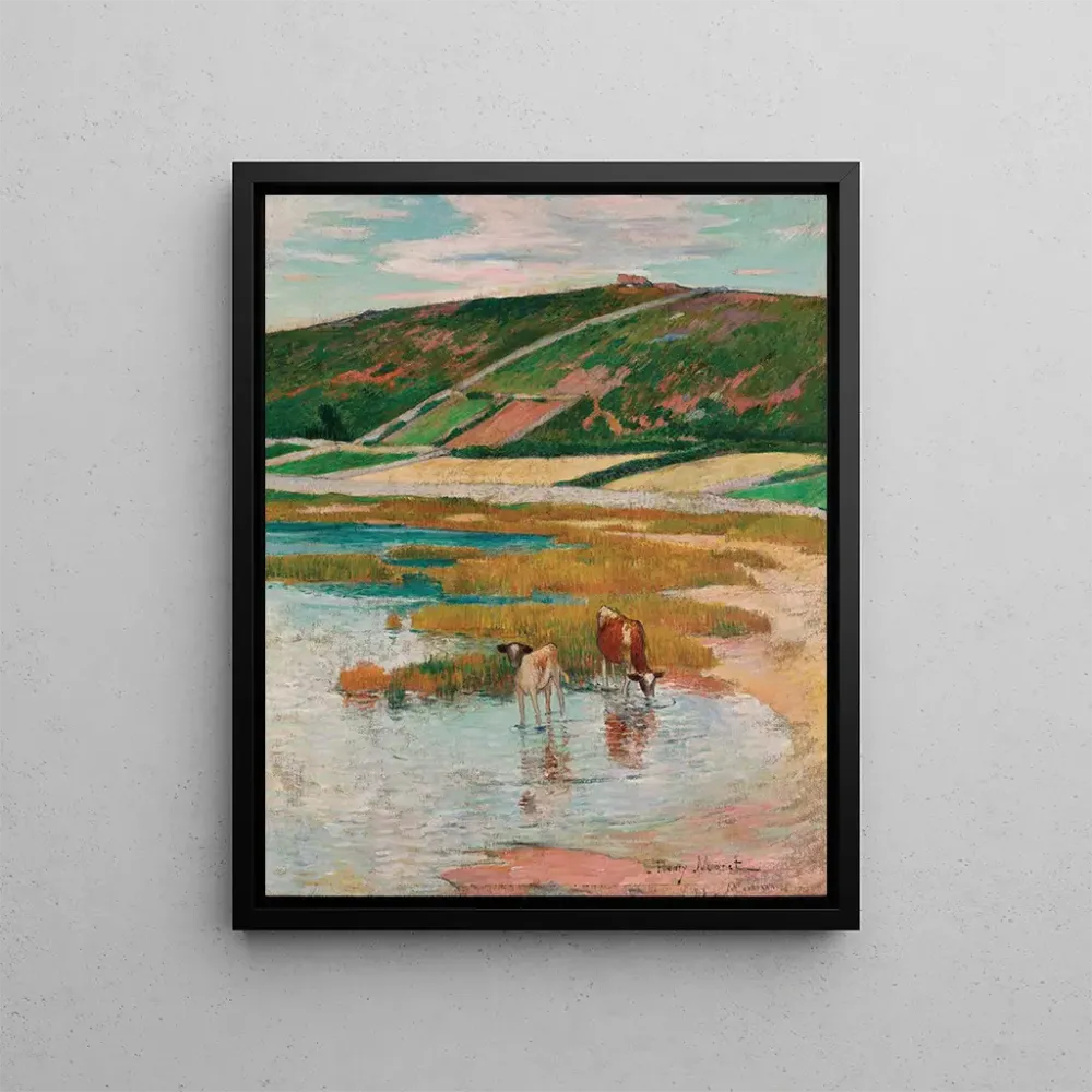 Maalaus Vaches à l'abreuvoir - Henry Moret | Taidetuloste