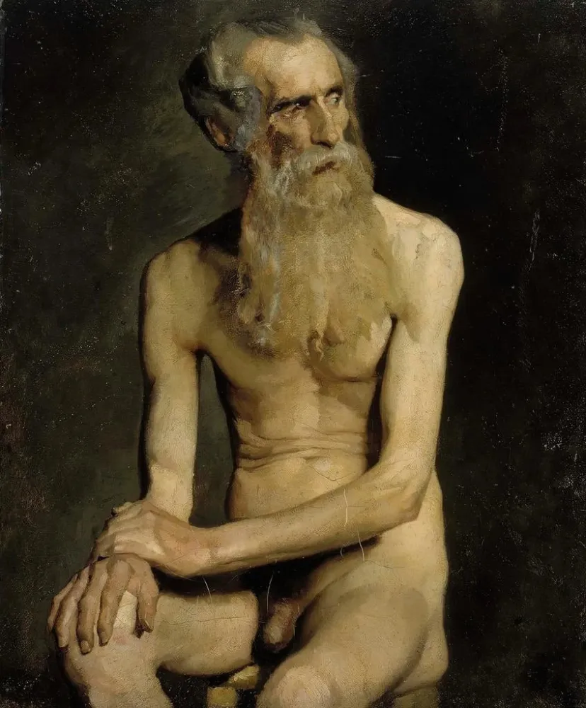 Maalaus Vanhan istuvan miehen akatemian tutkimus - Albert Edelfelt | Taidetuloste