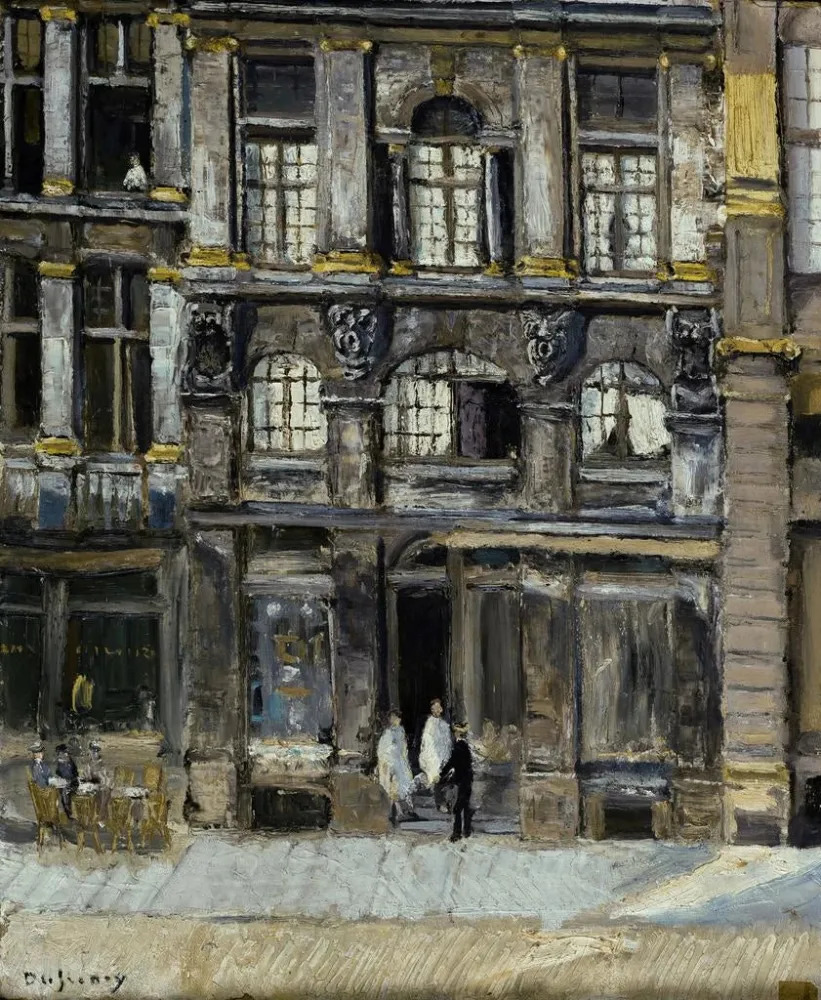 Maalaus Victor Hugon asuttamasta talosta Grand-Place'll Brüsselin kaupungissa vuosina 1851 ja 1852 - Georges Dufrénoy | Ta...