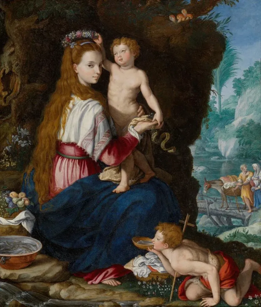 Maalaus La Vierge avec l'enfant saint Jean-Baptiste - Alessandro Allori | Taidetuloste