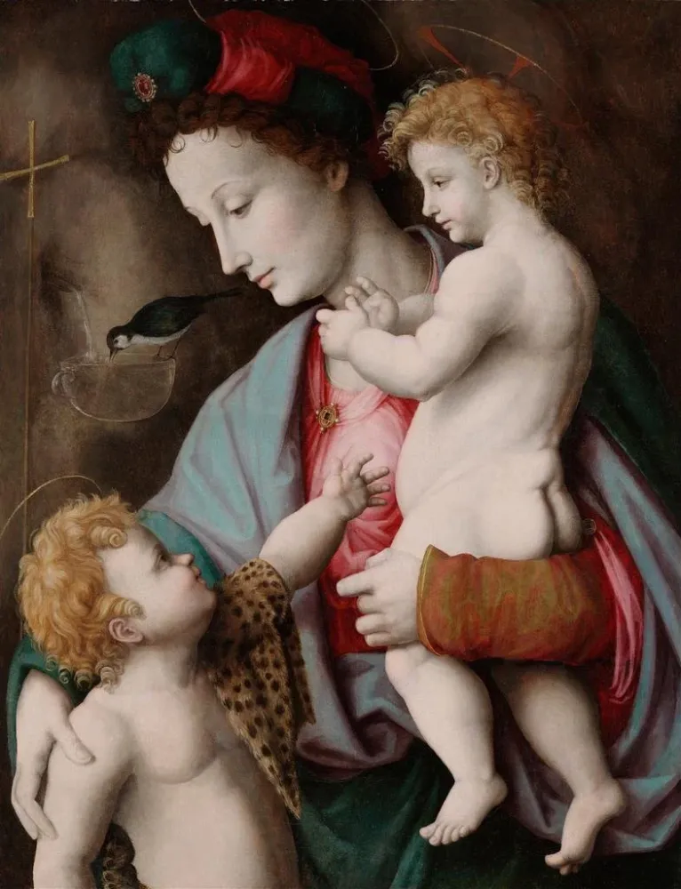 Maalaus La Vierge à l'Enfant avec saint Jean-Baptiste - Bacchiacca | Taidetuloste