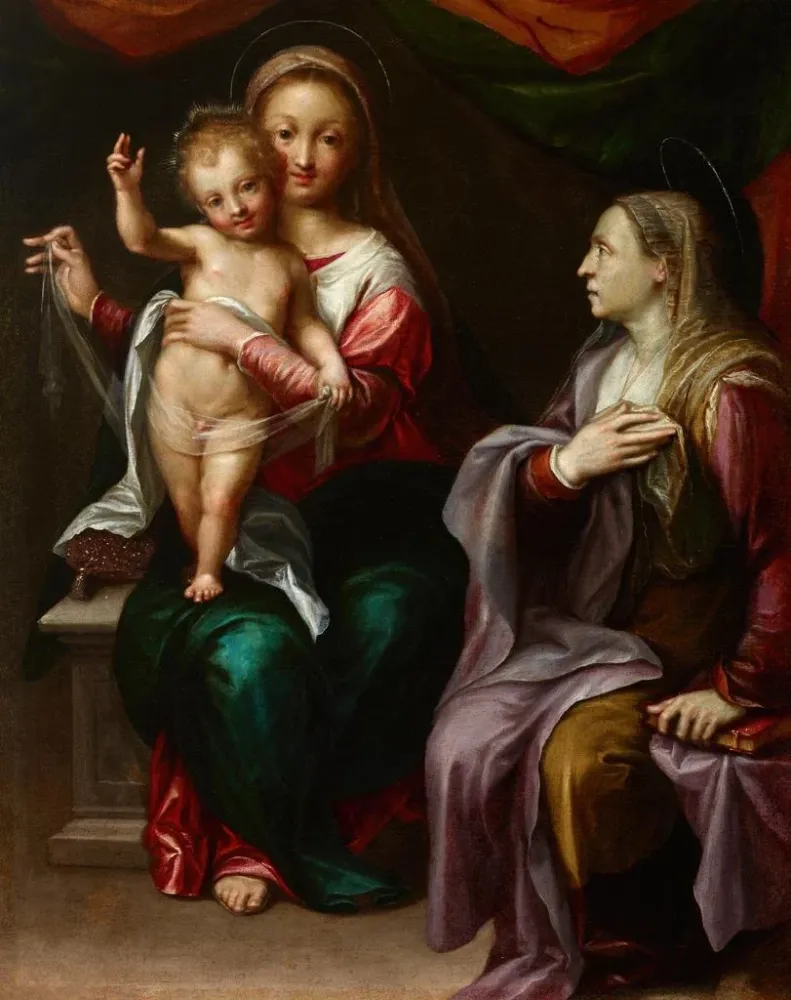 Maalaus La Vierge à l'Enfant avec sainte Anne - Anonyme | Taidetuloste