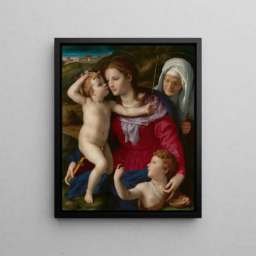 Maalaus Vierge à l'Enfant avec sainte Élisabeth et saint Jean-Baptiste - Agnolo Bronzino | Taidetuloste