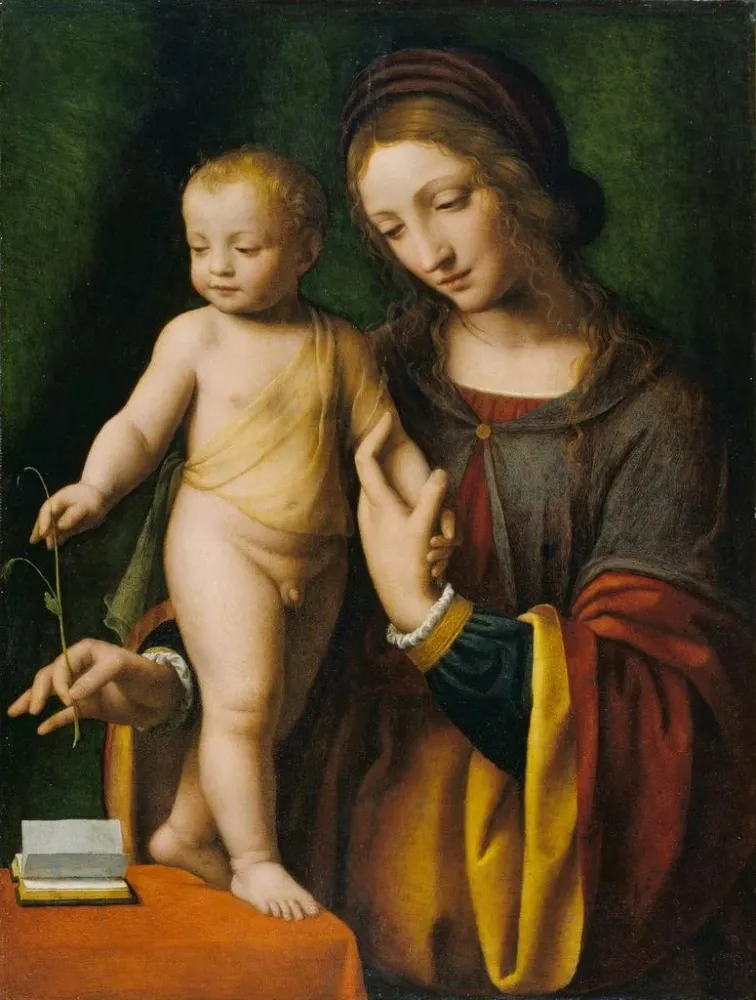 Maalaus La Vierge à l'Enfant avec une Colombine - Bernardino Luini | Taidetuloste