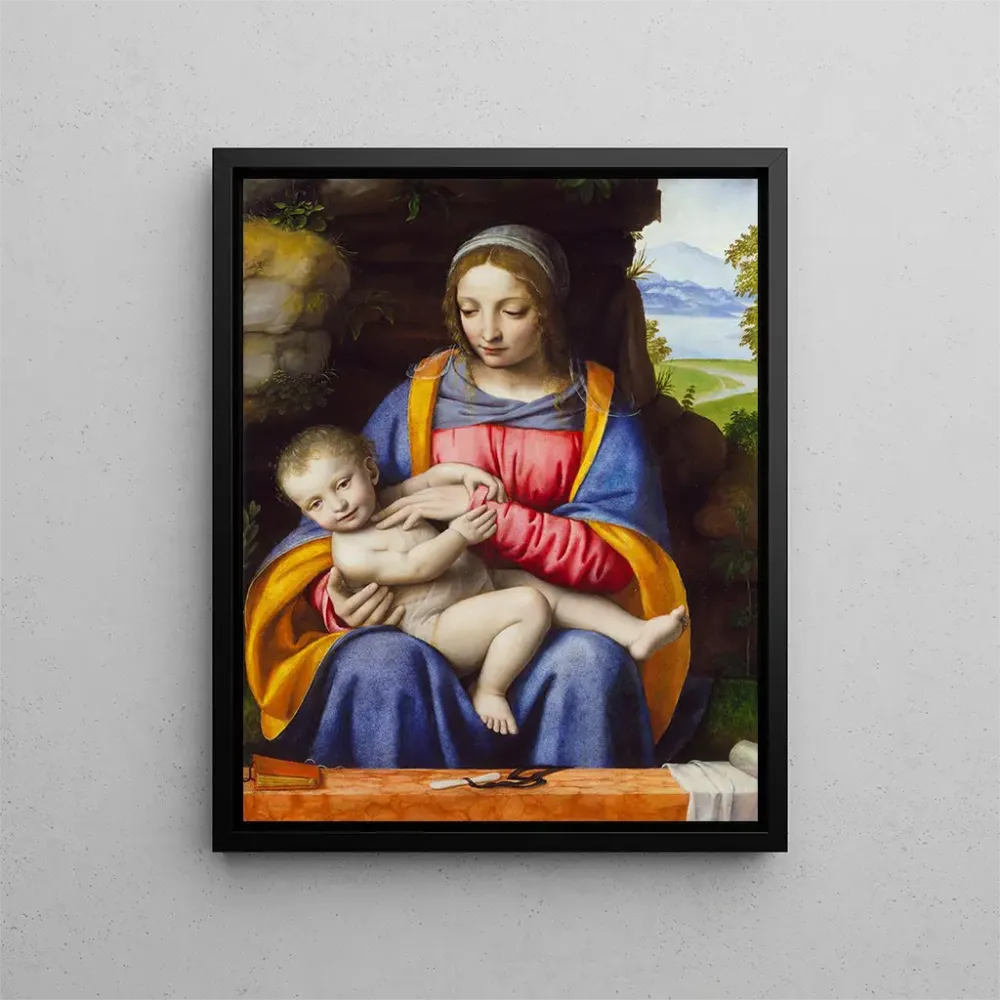 Maalaus La Vierge à l'Enfant dans un paysage - Bernardino Luini | Taidetuloste