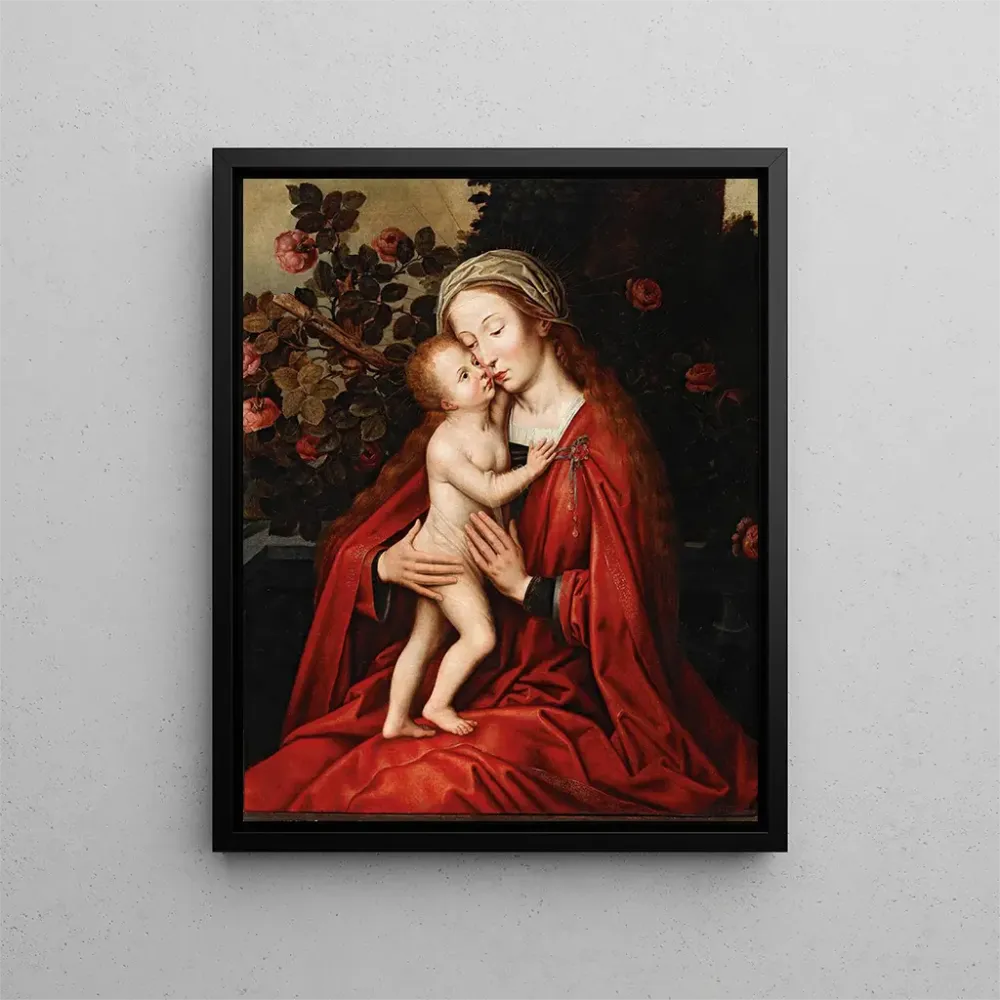 Maalaus La Vierge à l'Enfant dans une roseraie - Atelier d'Ambrosius Benson | Taidetuloste