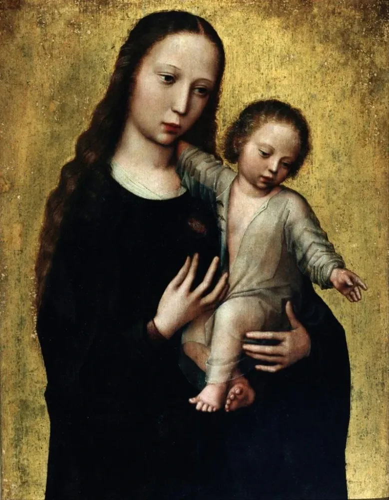 Maalaus La Vierge Marie avec l'Enfant Jésus en chemise - Adriaen Isenbrandt | Taidetuloste