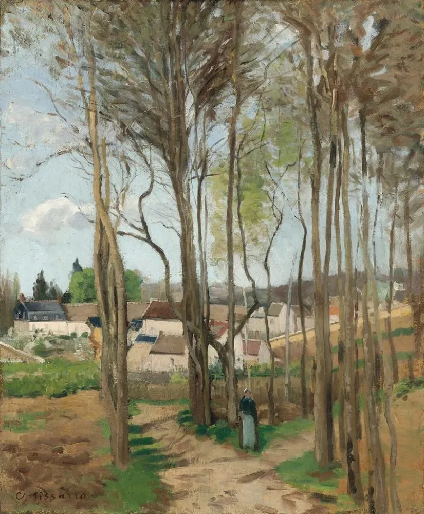 Maalaus Le Village à travers les arbres - Camille Pissarro | Taidetuloste