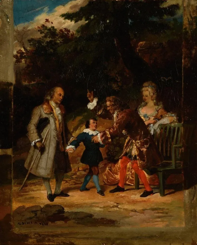 Maalaus Voltaire siunaamassa Franklinin lapsenlapsen - Achille Devéria | Taidetuloste