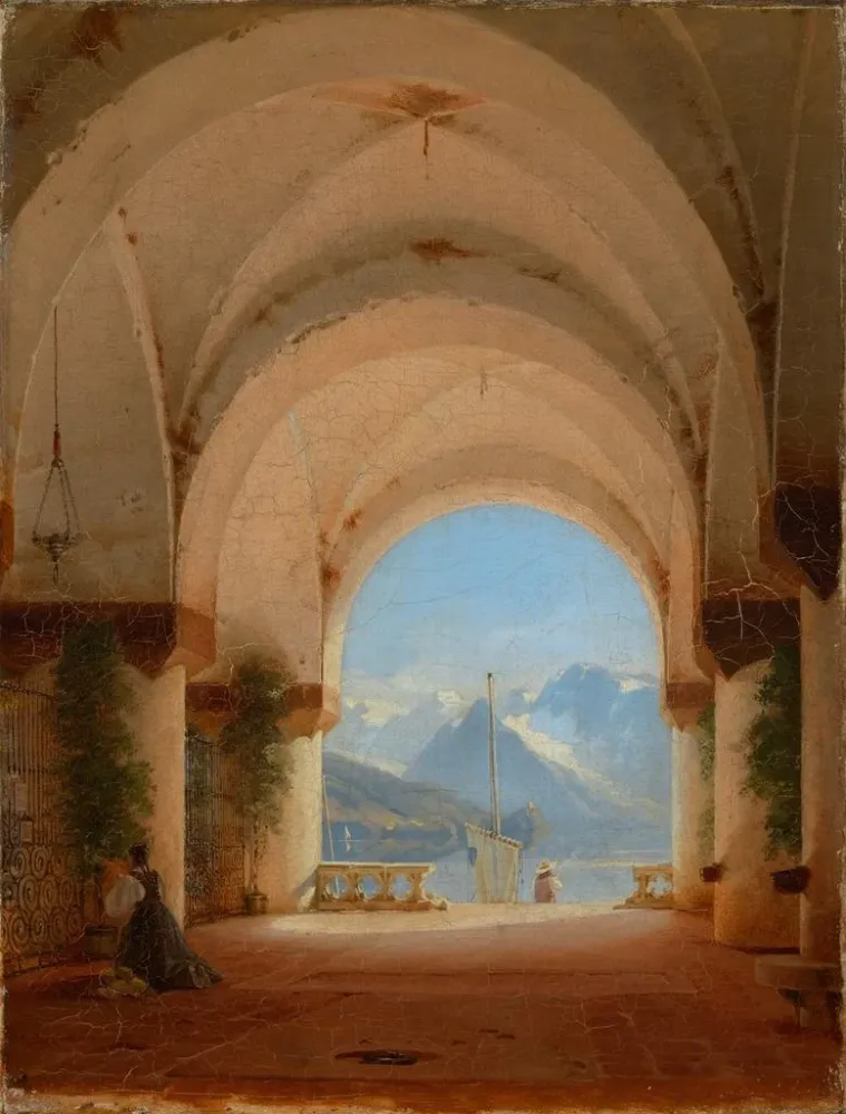 Maalaus Vue depuis un cloître - August von Bayer | Taidetuloste
