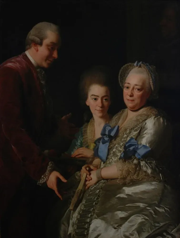 Maalaus Le Widow . J. Grill avec son fils et sa fille - Alexander Roslin | Taidetuloste