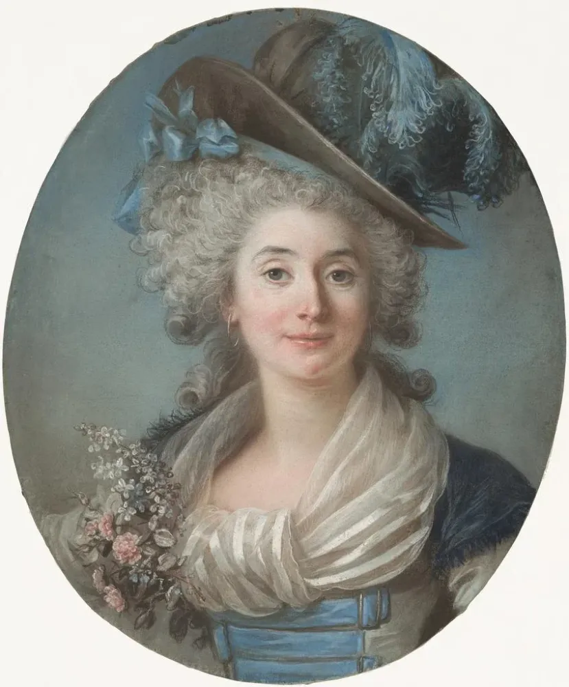Maalaus Ylhäinen nainen muodissa höyhensä kanssa - Adélaïde Labille-Guiard | Taidetuloste