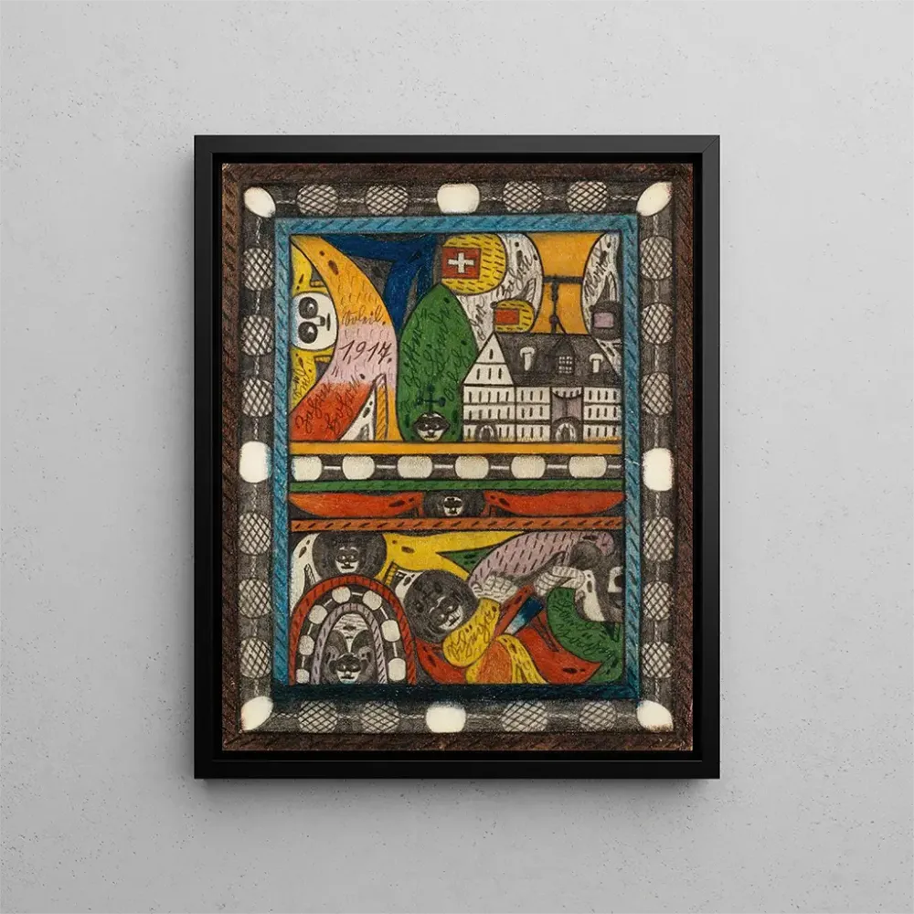 Maalaus Le Zohrn Schiiga et le LandJger - Adolf Wölfli | Taidetuloste