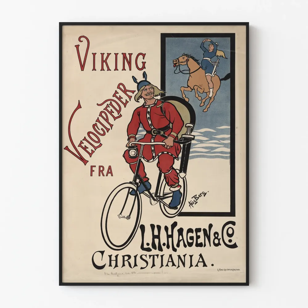 Mainosjuliste Vélocipède Viking L.H. Hagen & Co Christiania